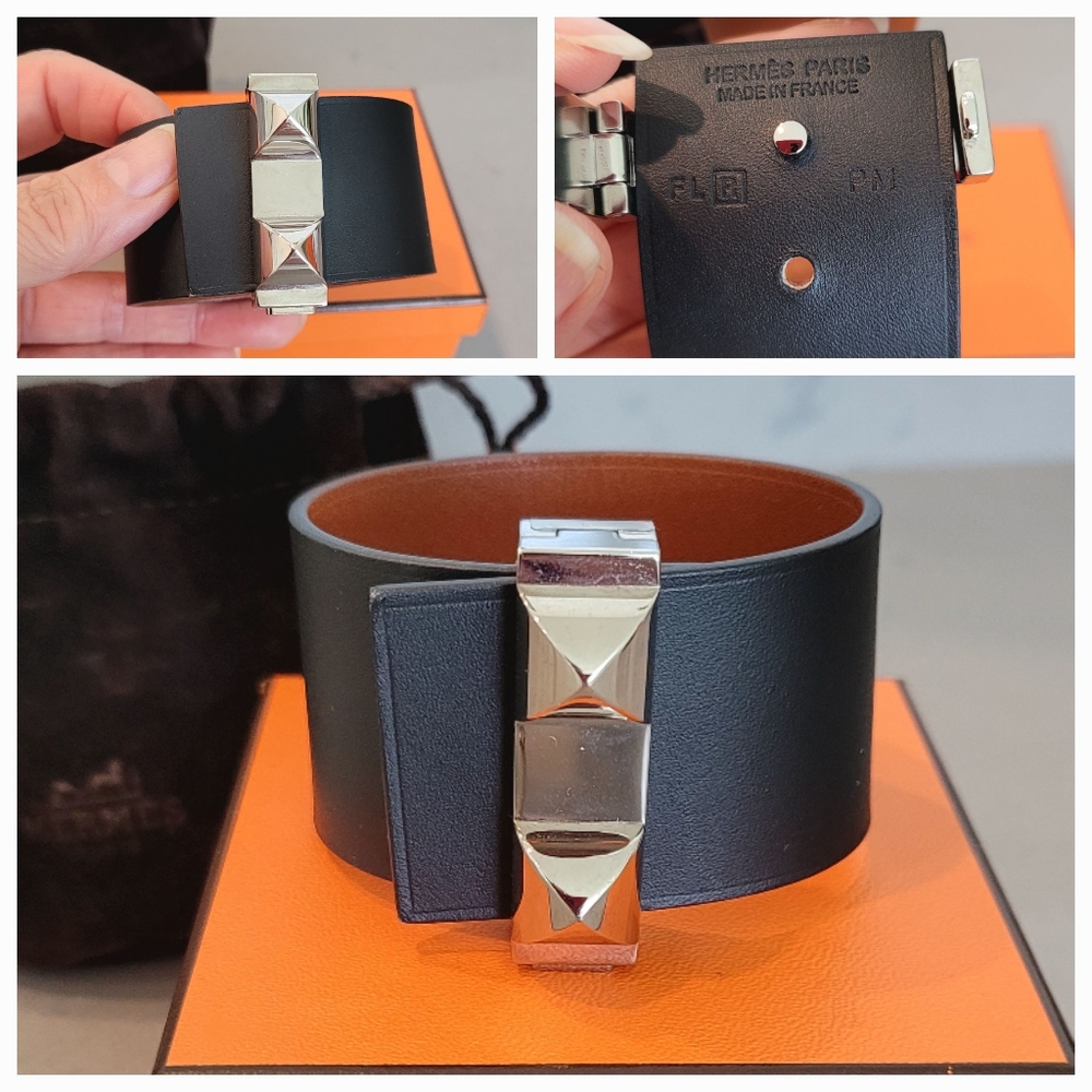 Hermes Braclete, blk leather